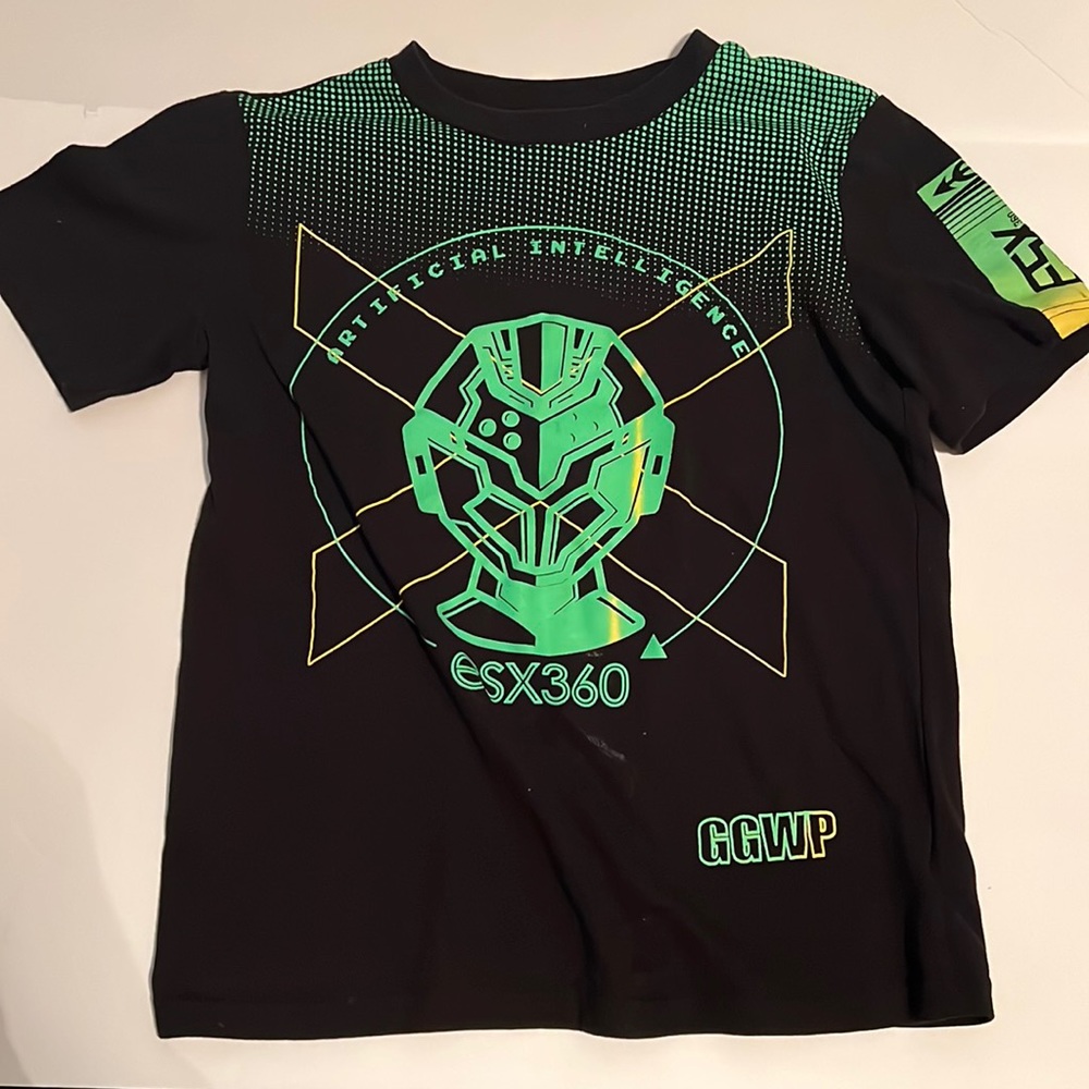Esports gaming gear T shirt artificial intelligence. Dry fit fabric size 10-12